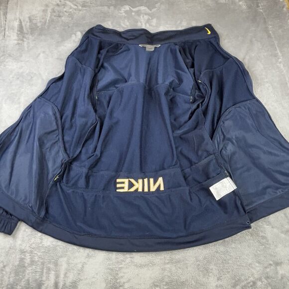 Vintage Nike Jacket Mens Large Blue Full Zip Spell Out Y2K‎ Track Yellow Trim - Picture 4 of 14